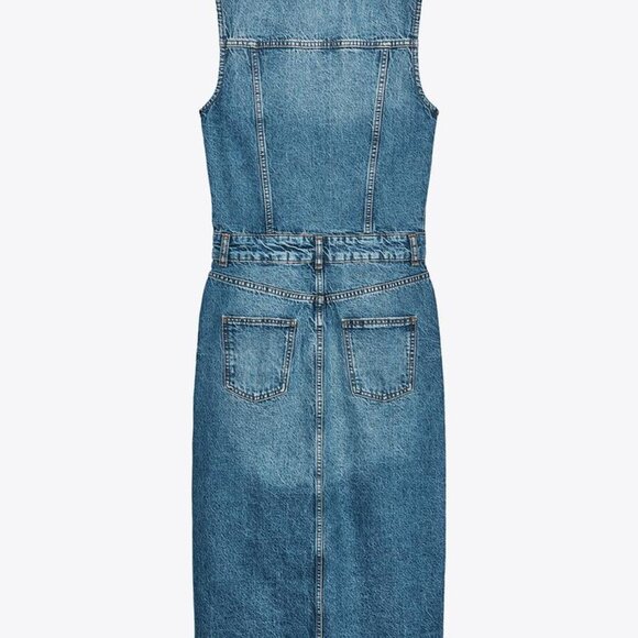 NWT ZARA Z1975 SLEEVELESS DENIM MIDI DRESS M - Picture 4 of 5